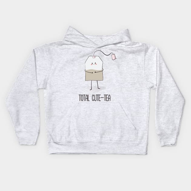 Total Cute-tea, Funny Cute Tea Bag Kids Hoodie by Dreamy Panda Designs